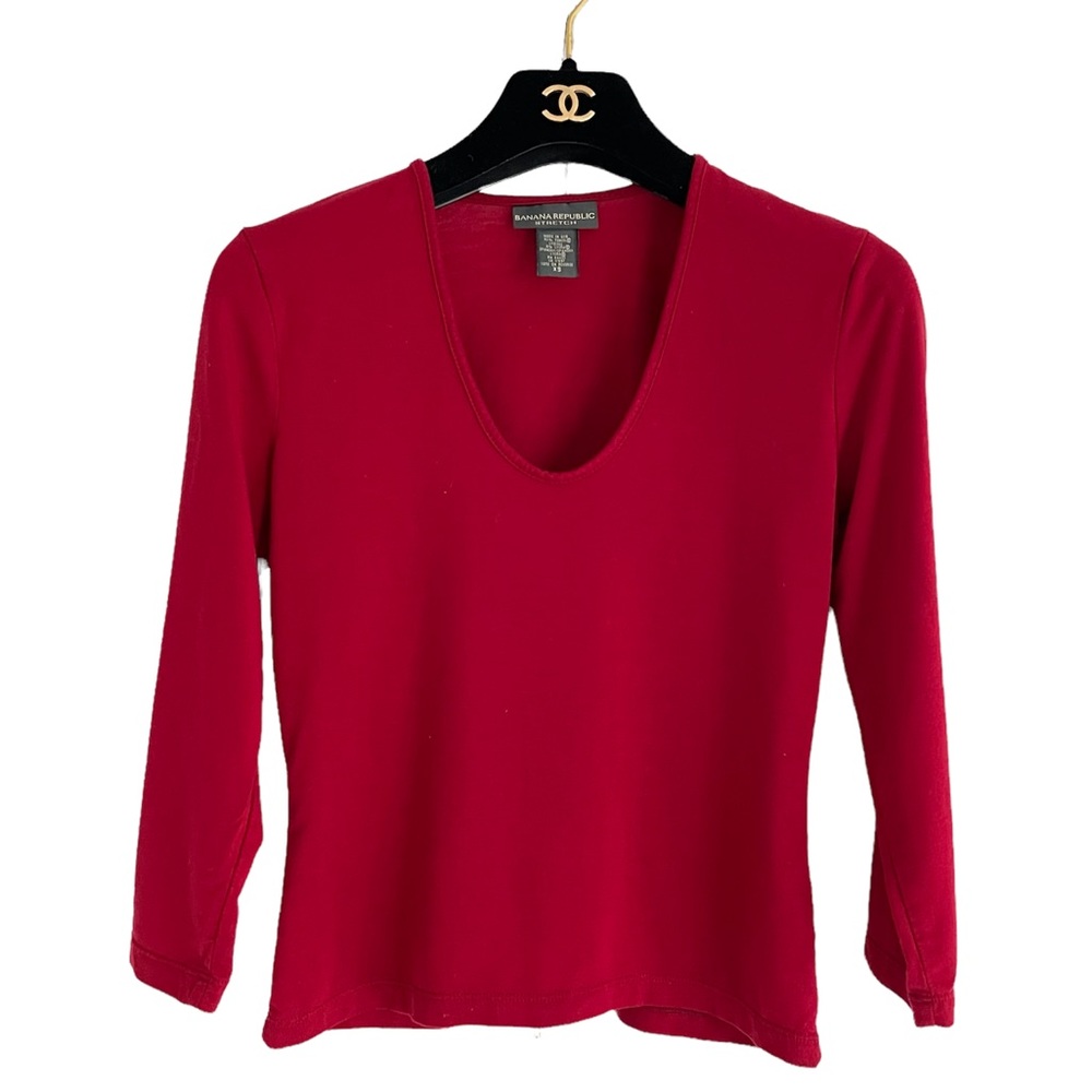 Banana Republic 3/4 Sleeve Deep Scoopneck Top - Picture 6 of 8